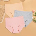 3Pcs women cotton High Waist underwear breathable Striped Panties Female Plus Size Solid Color Briefs comfortable Lingerie S-XXL