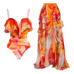Floral 2Pcs Sexy Swimsuit 2026 Bandeau Biquini Women Bikini Push UpSwimwear Female Swim Suits Cover Up Bathingsuit Beachwear