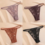4PCS/Set Women's Underwear Lace Panties Floral Lingerie Woman Panties Sexy Thong G-String Female Pantys Perspective Intimates Ne