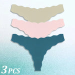 3PCS Women Seamless Panties Wavy Design Ultra-thin Panties Women Ice Silk Underwear Sexy Panty Low Waist G-string Female Solid