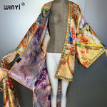 WINYI Summer Beach Wear Cover Up Irregular cardigan abaya dubai luxury Silky and skin-friendly sexy Holiday Kimono maxi dress