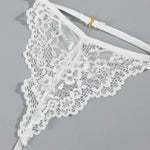 3PCS Lace See Through Bra Set Women Sexy Lingerie Underwear Halter Tops Bra and Panties Garter Intimate Sex Costumes