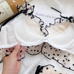 Japanese Mesh No-wire lace Underwear set Women's small breasts gather sexy pure desire sweet bra cute bra Panty SET TUSHY