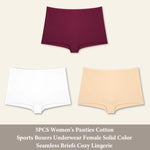 3PCS Women'sCotton Seamless Panties Sports Boxers Underwear Female Solid Color Briefs Cozy Lingerie Intimate Underpants XS-XL