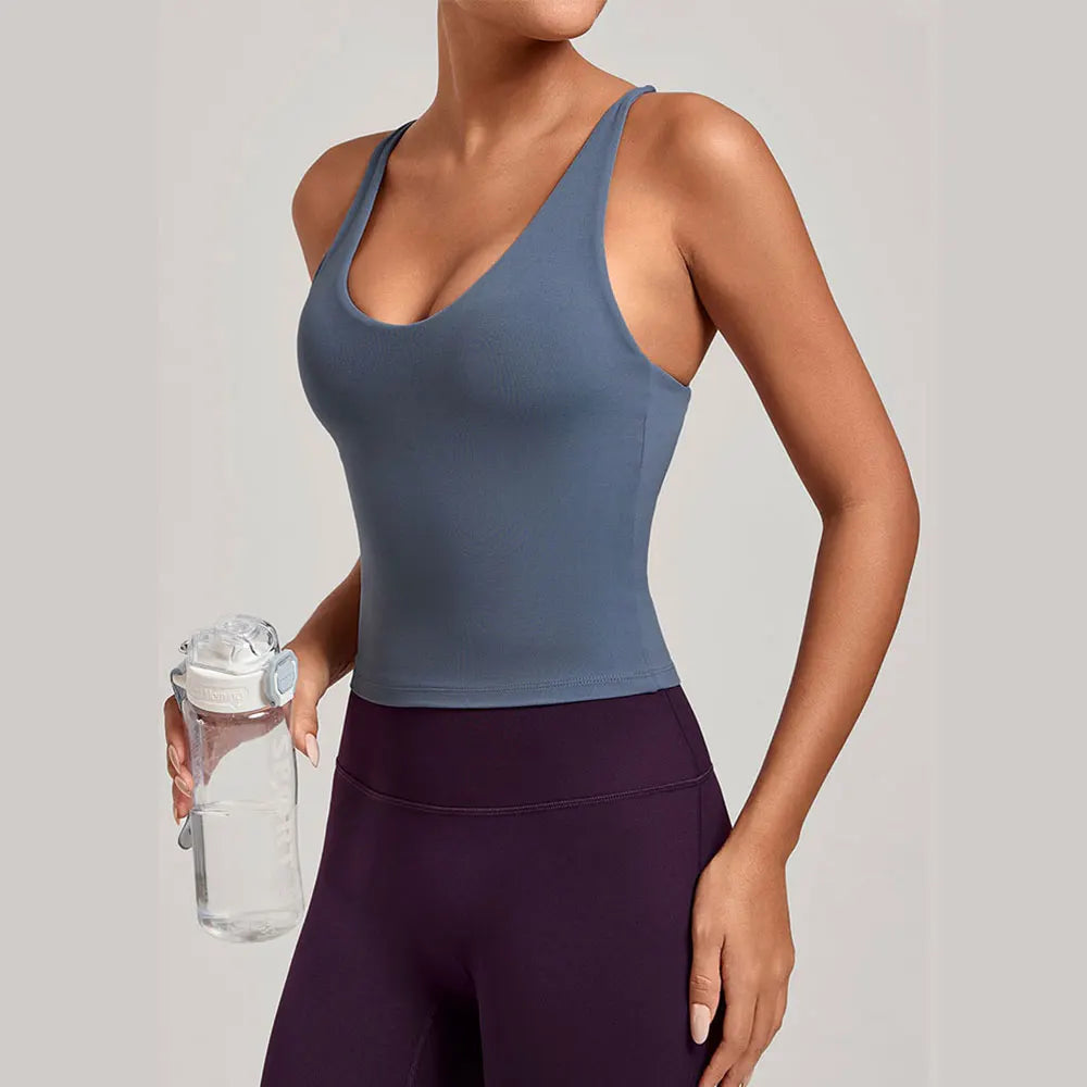 Women Sports Yoga Vest With Cross Shoulder Straps Quick Drying Sexy Yoga Bra Gym Breathablefitness Push Up Training Sports Vest