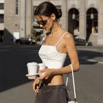 Spaghetti Strap Tank Top Sexy Backless Bandage Skinny Crop Tops Summer Elegant Lace Up Party Streetwear Women Camis