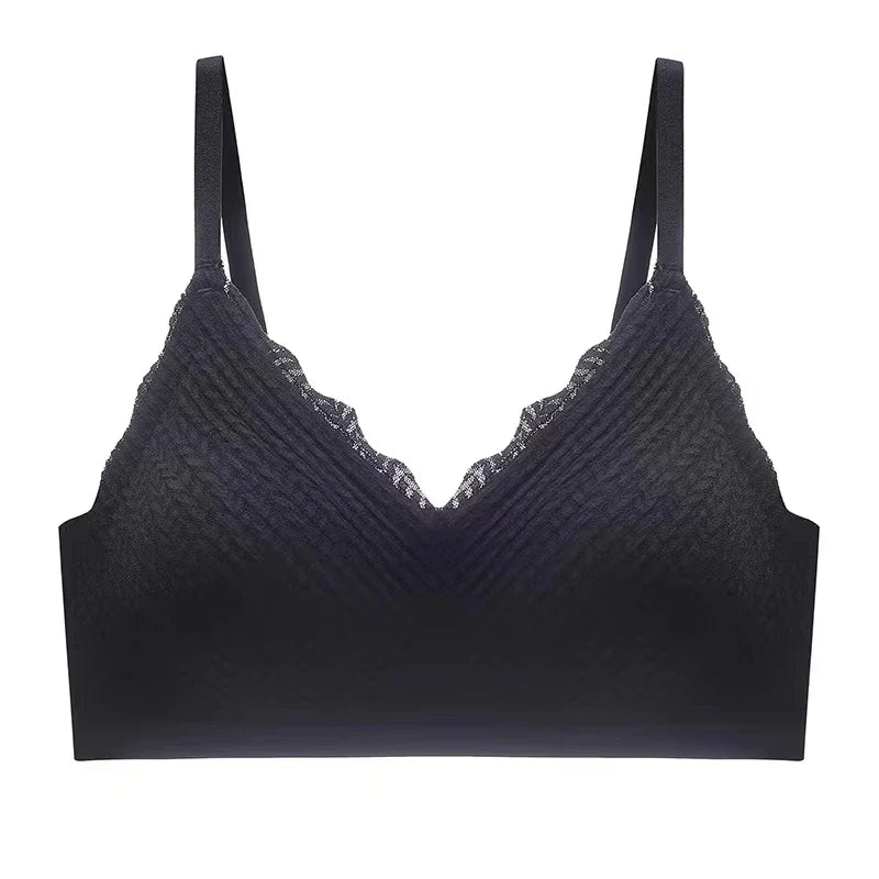 New Top Lace Seamless Women's Underwear Small Chest Gathered Non-slip No Steel Ring Sexy Sling Beautiful Back Bra Thin Section
