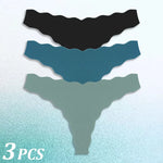 3PCS Women Seamless Panties Wavy Design Ultra-thin Panties Women Ice Silk Underwear Sexy Panty Low Waist G-string Female Solid