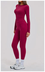 New Yoga Set 2PCS Gym Clothes Workout Outfits Women Long-sleeved T-shirt Sportswear Tracksuits Fitness Sports Vest Gym Leggings
