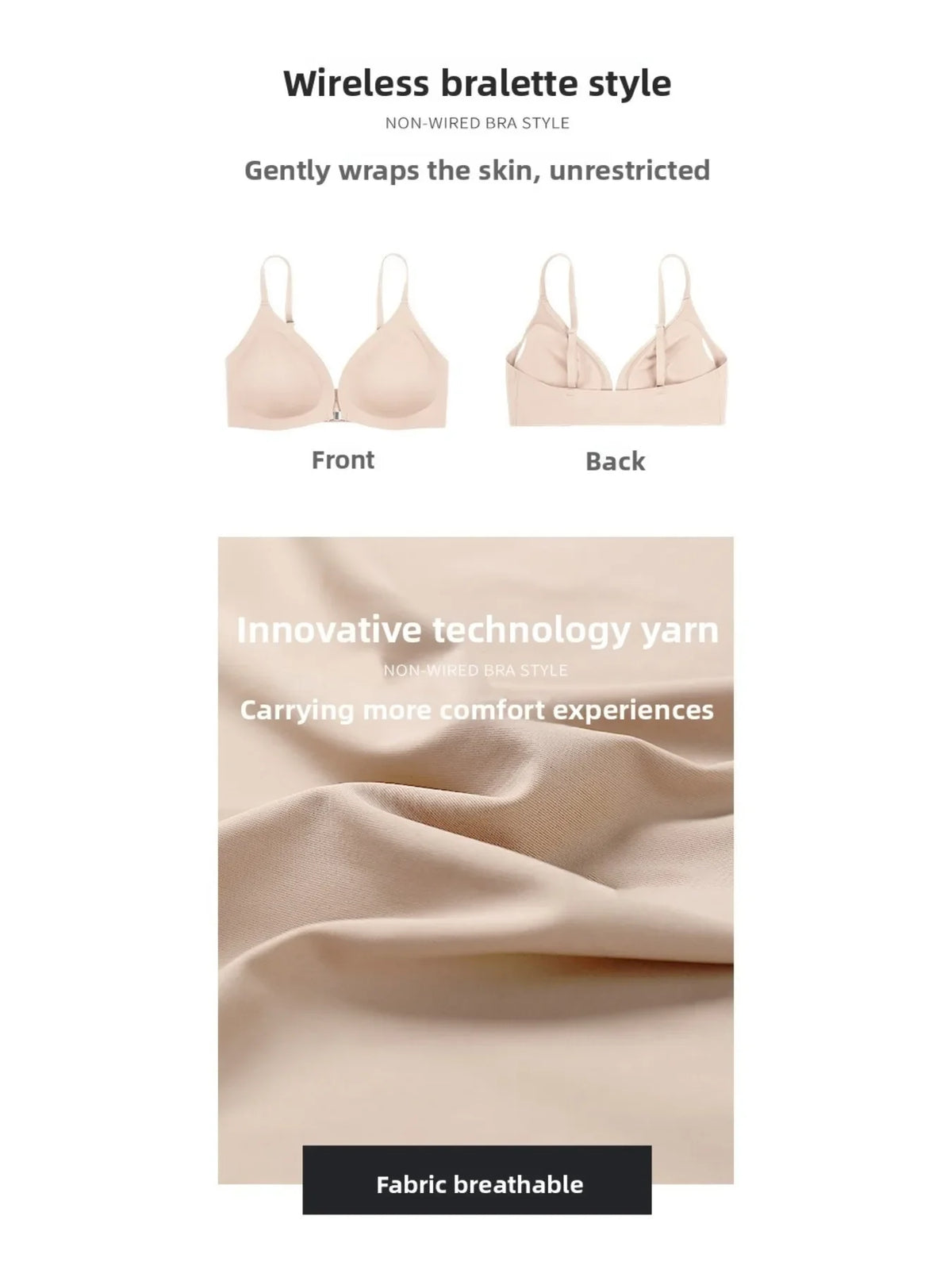 7 Pack Women's Sexy Bra Panties Set Front Closure Seamless Push-Up Wireless with Removable Padding Basic T-Shirt Lingerie