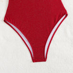 New Red Hollow Out Backless Cross Swimwear Women Sexy Shiny Tummy Control One Piece Swimsuit 2025 Beach Bathing Suits Monokini