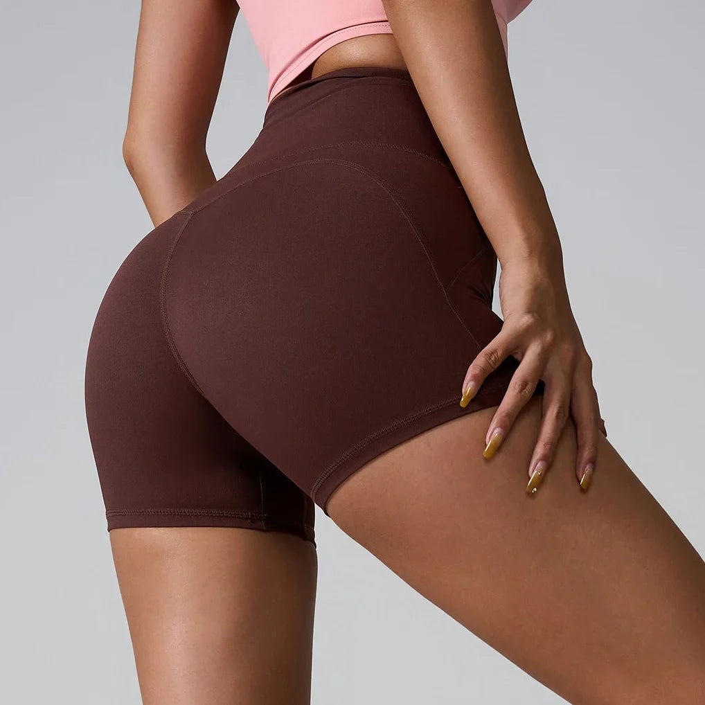Summer High Waisted Yoga Shorts for Women Fashionable and Sexy Running Fitness Pants Solid Color Yoga Leggings Elastic Tights