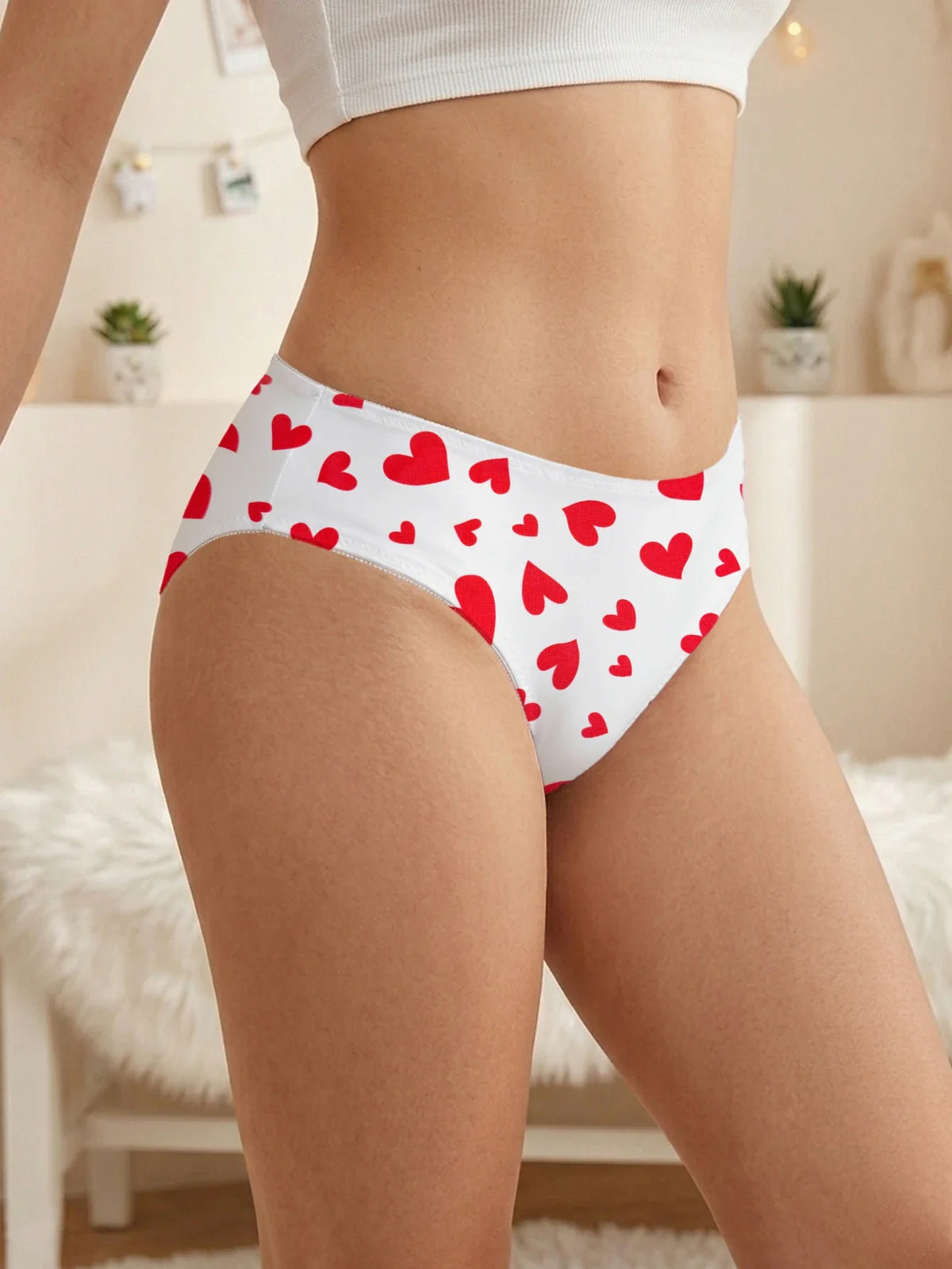 Summer Women's Panties Low Rise Heart Print Underwear Fashion Cute Comfortable Sexy Girl Briefs
