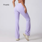 DIAS FIT JOY Women's Hip lifting flared pants high waisted yoga fitness pants sports micro flared yoga pants wide leg pants