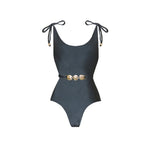 Deep V Neck Swimsuit With Cover Up Sexy Women Swimwear One Shoulder Bikini Female Belt Swimming Suit Shiny Bodysuit Beachwear