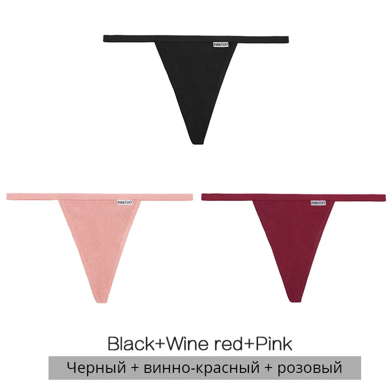 3Pcs/set Cotton Thongs M-XL Sexy Bikini Panties Women T-Back Underpants Girls Low Waist G-string Underwear Female Lingerie 2022