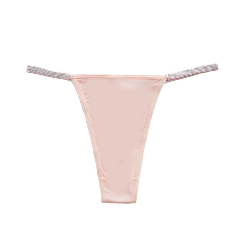 1pcs 1XL-4XL Plus Size Sexy Lady Thongs Low Rise Elegant Silver Satin Female Underwear Breathable Sexy Lingerie Women G-string