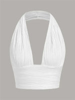 Sexy Solid Backless Crop Halter Top Women Summer 2024 Y2K Clothes Grunge High Street Style Club Sleeveless Cami Top Streetwear