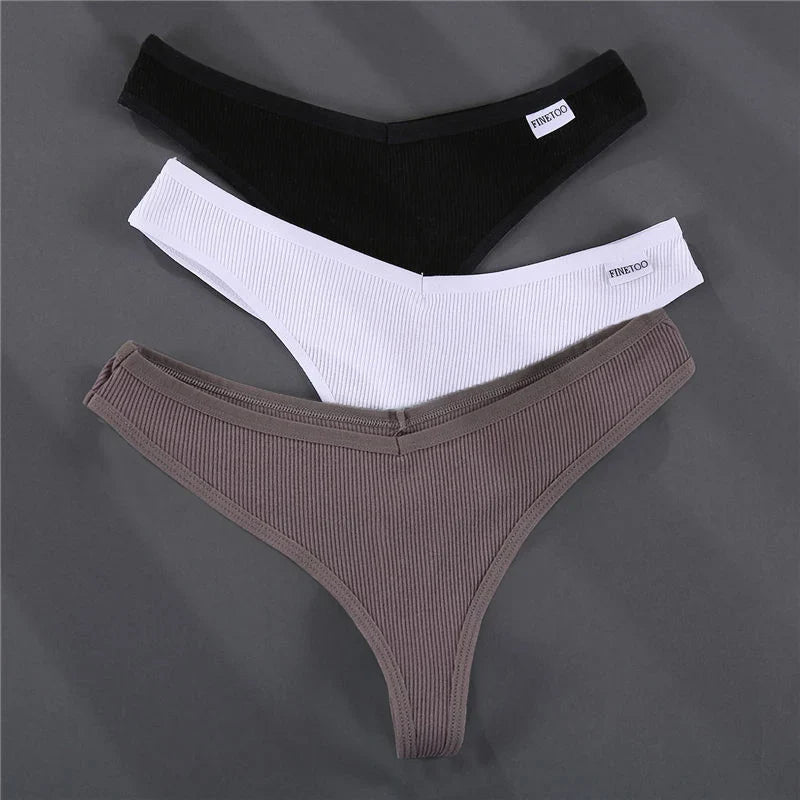 3PCS Cotton Women Thongs Panties Sexy Low Waist Cotton Briefs Female T-Back G-string Girls M-XL Intimate Lingerie