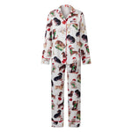Women Christmas Two Pieces Pajama Set Bow/Dog/Snowman Print Long Sleeve Shirt with Pants Sleepwear Loungewear
