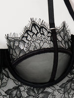 Ladies Sexy Lace Underwear Set Lace Flower Embellished Bra And G-string Sexy Feminine Briefs for Women