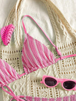 Sexy Orange Striped Bikini Set 2026 Women Halter Push Up Bra Tassel Bandage Thong Swimsuit Summer Holiday Bathing Suit Swimwear