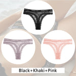 New 3Pcs Lace Thongs Women Floral G-string Underwear Trendy Letter T-Back Underpants Sexy Low Waist Bikini Panties Ladies Panty