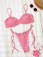 Bandeau Sexy Bikini Pink Striped Women Swimsuits Female Swimwear Bathing Suit Summer Brazilian Swimming Suits Beachwear Biquini