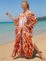 2025 Loose Boho Style Maxi Dress Print Face Swim Suit Cover-up Bohemian Dress Robe Plage Kaftan Maxi Dress Beach Wear Tunics