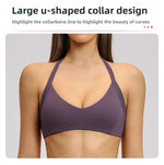 Summer Sports Bra Women Seamless Halter Top Fitness Bra High Support Push-up Open Back Gym wear Running Yoga Workout Underwear