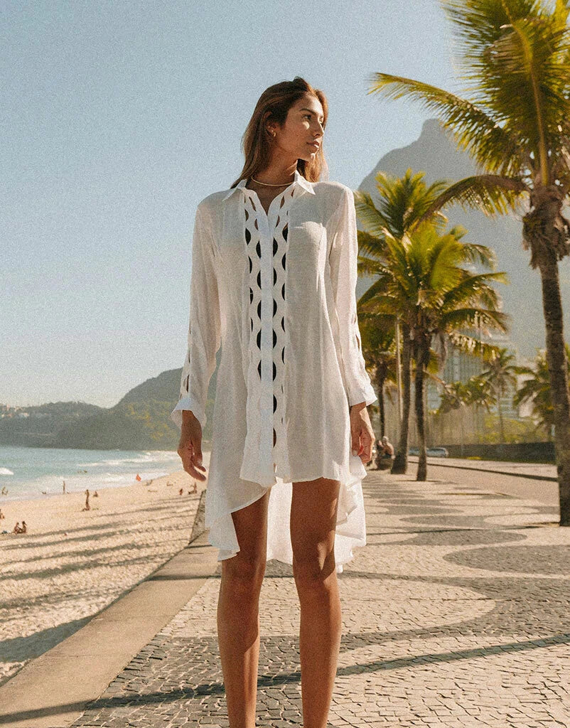 Crochet White Knitted Beach Cover Up Dress Tunic Long Pareos Bikinis Cover Ups Swim Cover Up Robe Plage Beachwear