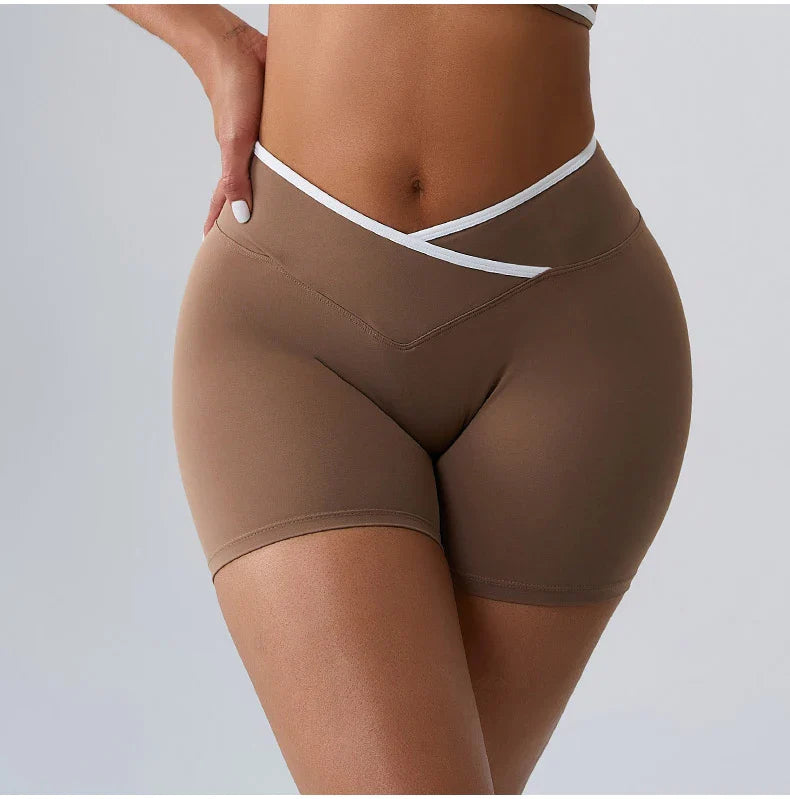 Sports Shorts Cross Waist Women Shorts Women Cycling Jogging Fitness High Waist Push Up Gym Shorts Leggings Women Yoga Clothing