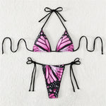 Sexy 4 Colors Printed Halter Padded Bikini Female Swimsuit Women Swimwear Two-pieces Bikini set Bather Bathing Suit Swim K4910