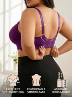 Plus Size Floral Lace Women Push-Up Bra Underwire Support Anti-Sagging Underwear Comfy Wide Straps Thin Cup Daily Lingerie Bra