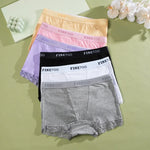 Women's Cotton Lace Boyshorts Sexy Letter Belt Breathable Boxer Panties High Waist Stretch Briefs Comfortable Sport Shorts S-XXL