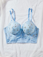 Plus Size Floral Embroidered Lace Bustier Bra – Push Up, Tummy Control & Non-Slip Corset Top