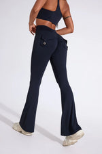 DIAS FIT JOY Women's pocket bell bottoms yoga high waisted hip lifting fitness pants quick drying running exercise fitness gym