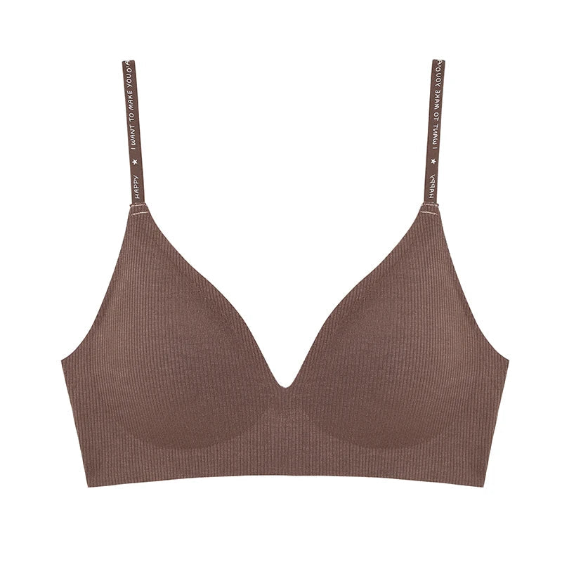 Deep V Knitting Bra Women Wireless Bras Sexy Padded Bralette Ladies Comfortable Brassiere Female Soft Underwear 6 Colors 2023