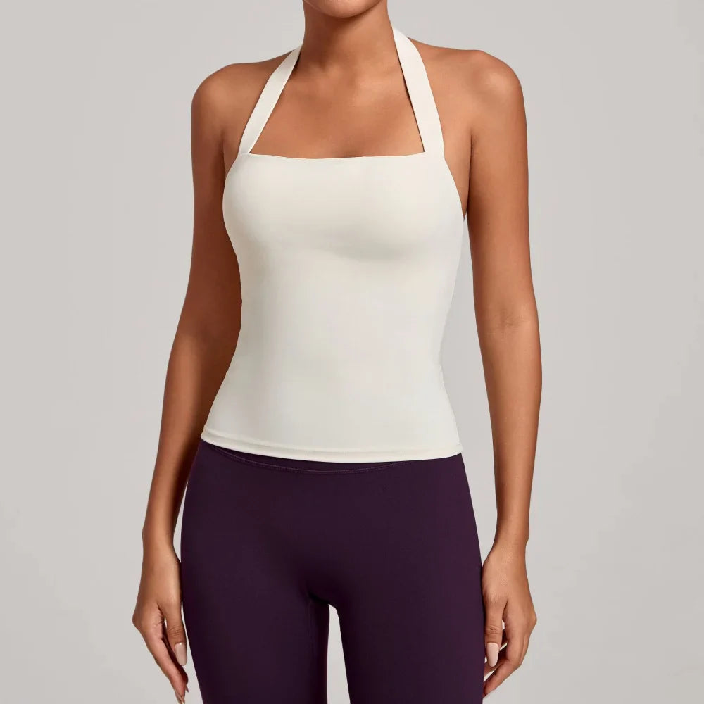 Sports Yeautifulback Breathoga Vest Neck Hanging Detachable Chest Pad Women Bra High Elasticity Slim Bable Running Sports Vest