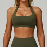 Summer Women Sports Bra Pilates Yoga Bra Hanging Neck Gym Underwear Running Fitness Shock Proof Breathable Quick-Dry Fitness Top