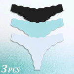 3PCS Women Seamless Panties Wavy Design Ultra-thin Panties Women Ice Silk Underwear Sexy Panty Low Waist G-string Female Solid