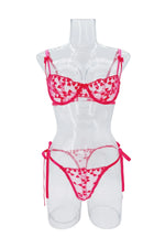 French Lace Heart Bra Set Girls Sexy Women Bralette Adjustable Transparent Embroidery Underwear Thong Bras Lingerie Panties Sets
