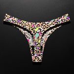 Ice Silk Leopard Women Panties Sexy G String Thong Seamless Underwear T Back Candy Color Girls Briefs Underpants Plus Size M-XXL