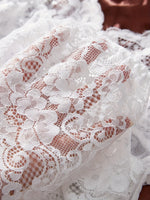 Sexy Contrast Lace and Mesh Ruffle Babydoll Dress Woman Sexy Nightgown V-neck Open Bra Sleep Skirt Nighties