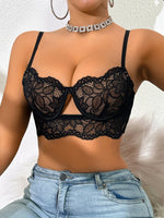 Sexy Women's Black Lace Underwire Bra Sheer Floral Lace Push Up Bralette Comfortable Unlined Lingerie