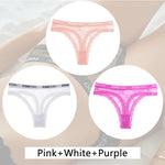 New 3Pcs Lace Thongs Women Floral G-string Underwear Trendy Letter T-Back Underpants Sexy Low Waist Bikini Panties Ladies Panty
