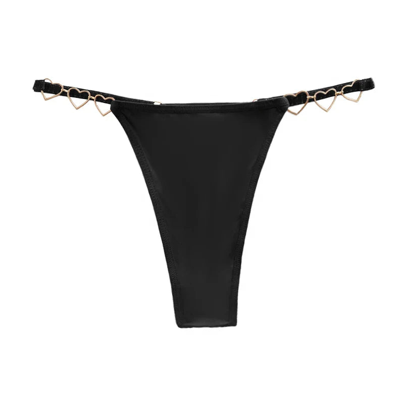1pcs Women Sexy Thongs Low Rise Lady G-string Heart Decoration Erotic Intimate Lingerie T-Back New Fashion Cotton Crotch Panties