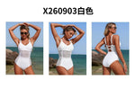 Sexy Black White One Piece Swimsuit 2026 Women Circle Strap Mesh Patchwork Slim Tummy Control Swimwear See Through Bathing Suits