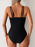 Vintage Mesh Patchwork One Piece Swimsuit Women Black Double Strap Pleate Transaprent Slim Tummy Control Swimwear 2025 Monokini