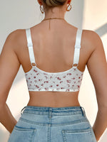 Women's Lace Floral Bra Adjustable Straps Unlined Wireless Push up Bra Comfortable and Breathable Women's Underwear